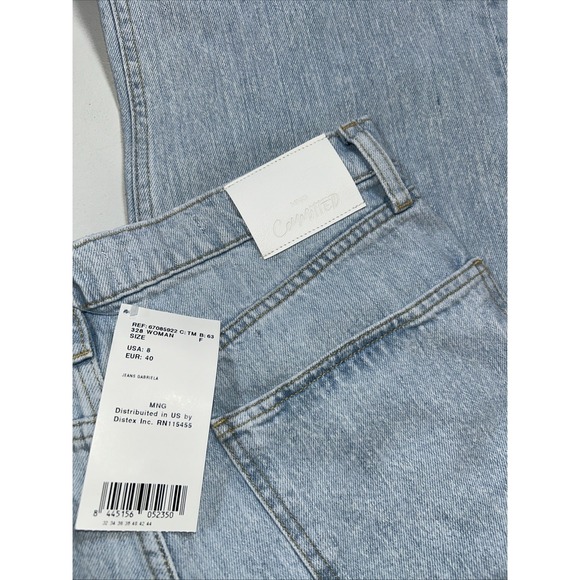 NWT MNG From Gabriela Wide Leg Cropped High Waist Women's 40‎ Jeans Light Wash - Picture 3 of 9